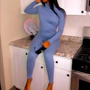 2 piece high neck pants leggings set